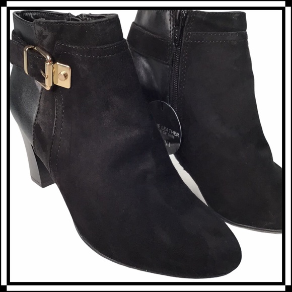 Alfani Leather & Suede NWT Booties Size 6M Black - Picture 1 of 13